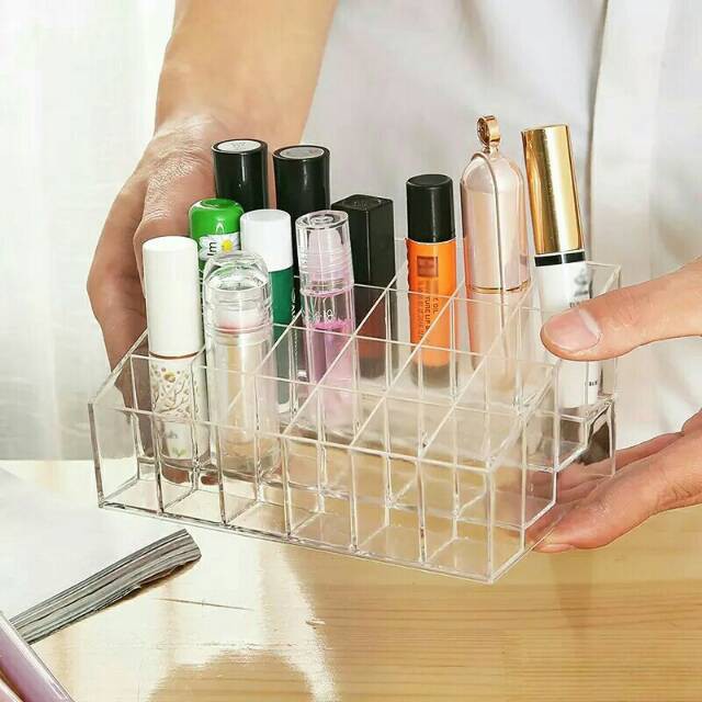 Rak lipstik acrylic 24 sekat / kotak lipstik / tempat lipstik / lipstick storage organize