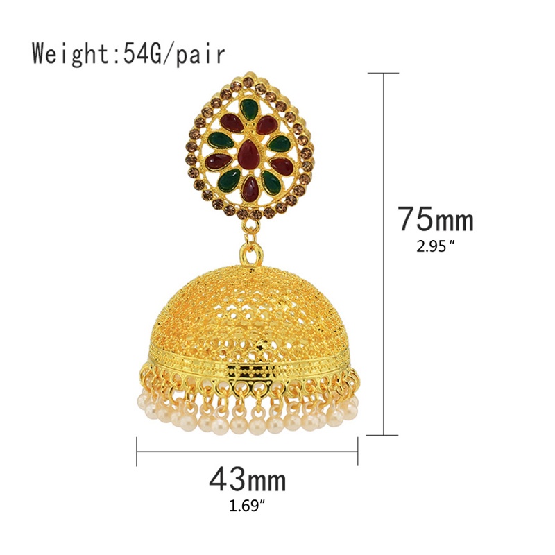 SIY  Indian Ethnic Golden Wedding Enamel Jhumki Jhumka Earrings Fashion Jewelry