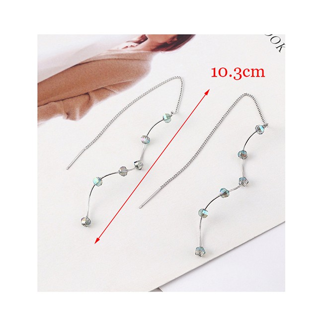 LRC Anting Tusuk Fashion Platinum Plated Fringed Spiral S925 Silver Needle Stud Earrings Y62534