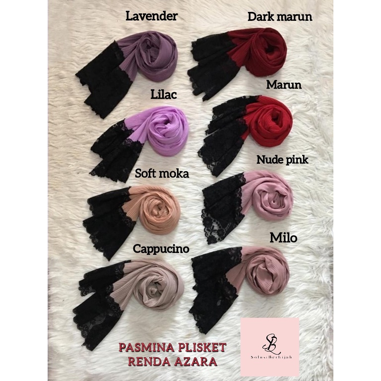 PASHMINA PLISKET BRUKAT RENDA AZARA Scarf Ori Bahan Ceruti Pasmina Prisket Lidi Cantik Kekinian-1