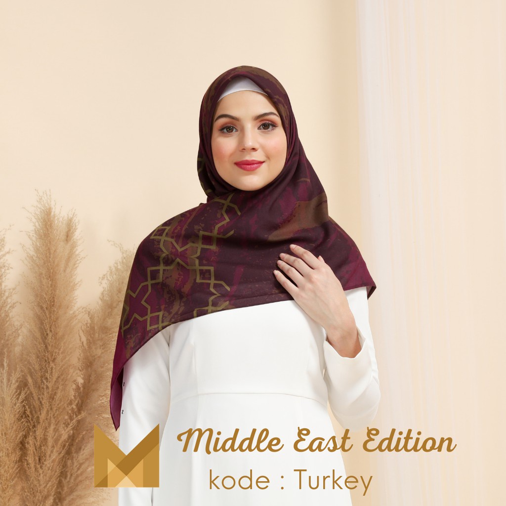 Meirista Hijab Middle East Edition Turkey | Kerudung Segi Empat Lasercut Segiempat Voal Premium Printing Motif