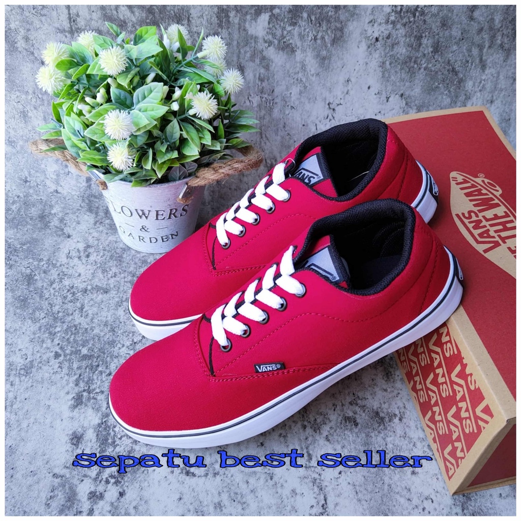 Siap Kirim Sepatu Sekolah Vans Era Authentic California Merah Pria Wanita Murah COD