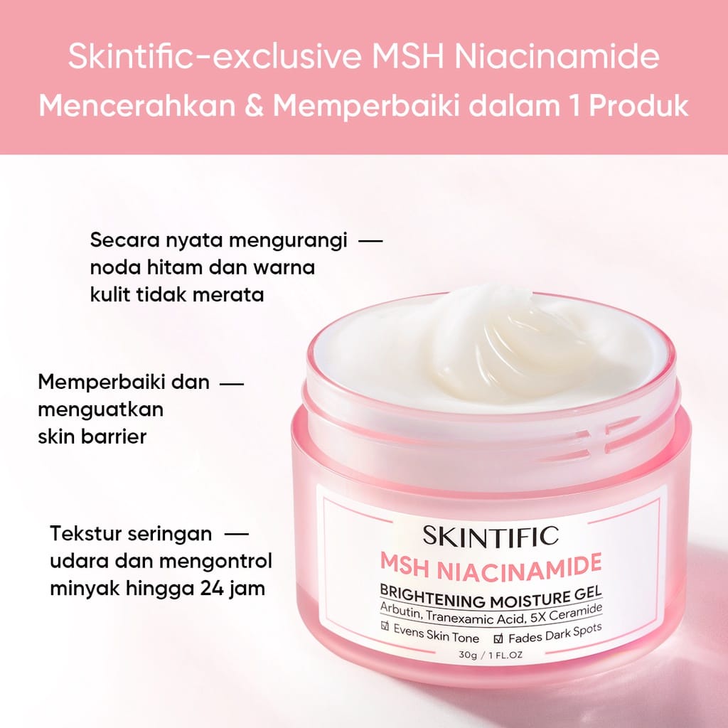 [BPOM] Skintific MSH Niacinamide Brightening Moisturizer Glowing Moisture Gel 30gr | 80gr