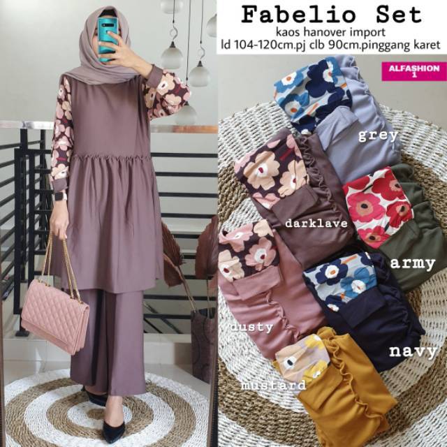 Setelan Fabelio/Setelam Motif Kombi/Pakaian Wanita