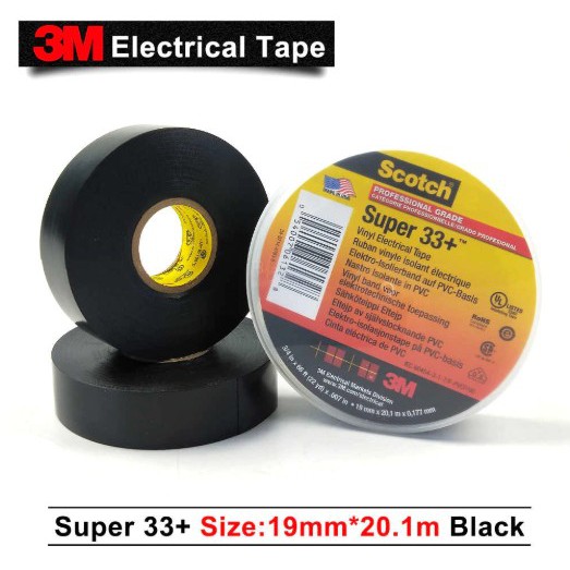 ORIGINAL ! 3M Scotch Super 33+Super Vinyl Electrical Tape Isolasi listrik 3M (3/4&quot; X 66&quot;)