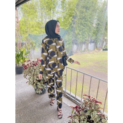 Kemeja Batik Pria Lengan Panjang Size M L Xl Xxl  Bswart Batik Hrb026 Kenongo Hem Panjang Padi