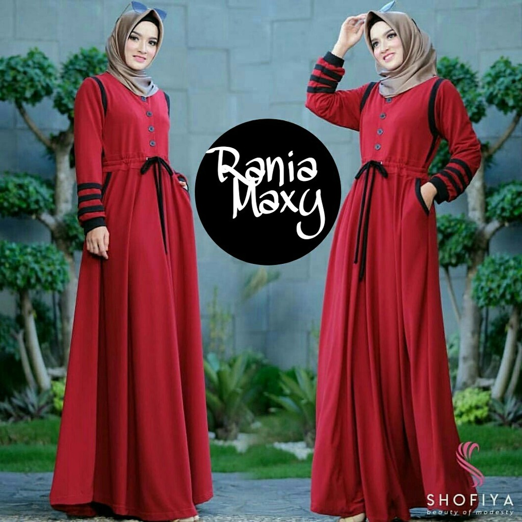 GT27 Gamis Wanita Rania Strip 3WARNA / DS / Maxi Dress Muslim / Busana Muslim Kekinian / Gamis Polos