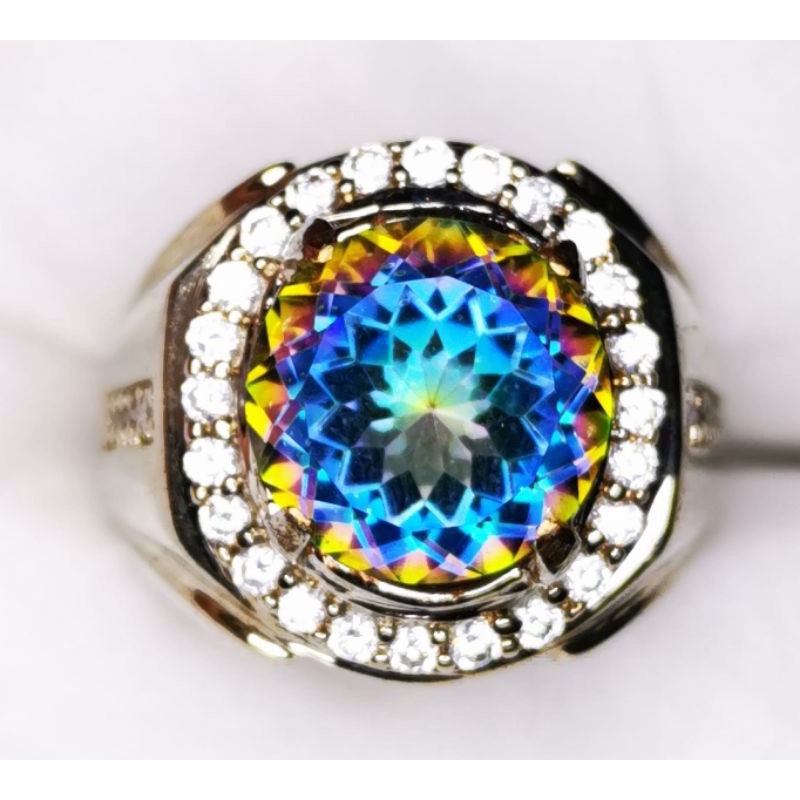 Batu cincin natural MYSTIC RAINBOW quartz