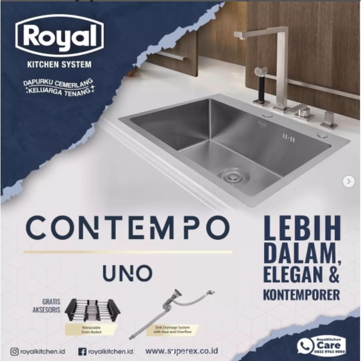 Royal Kitchen Sink Contempo Uno Wastafel Dapur Bak Cuci Piring