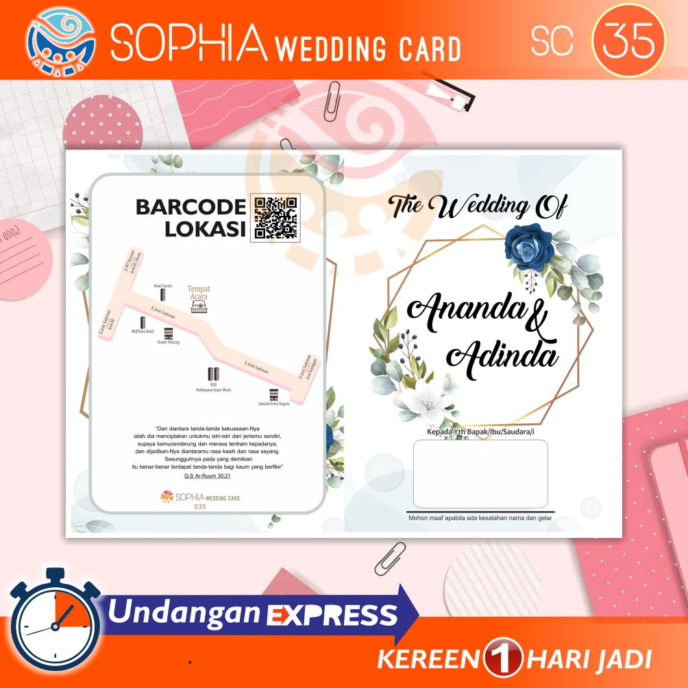 Undangan Pernikahan Rustic Elegan Mewah Blangko Undangan Murah UNIK Keren SC35