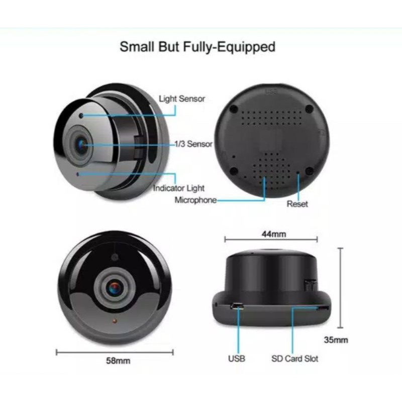 IP Camera wireless mini V380 kamera CCTV HD A1 pantau jarak jauh WiFi night vision