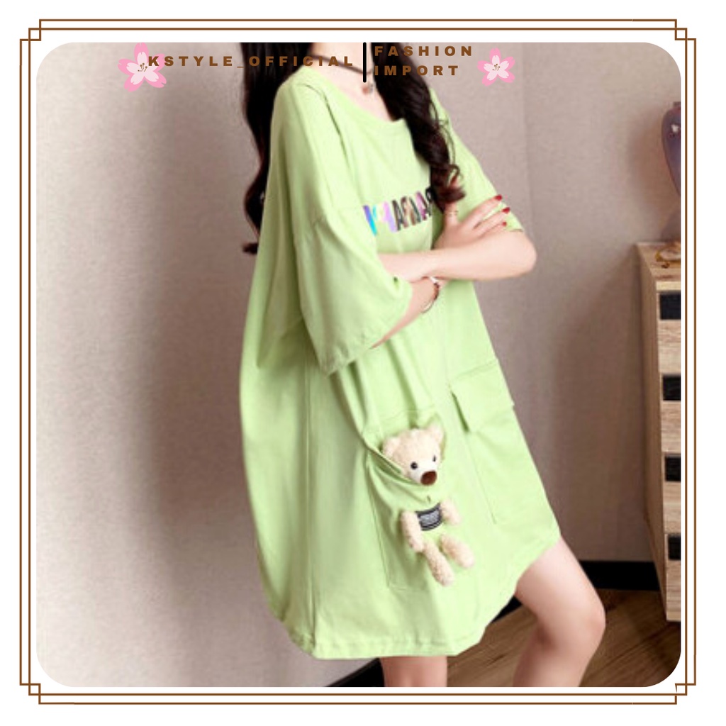 KSTYLE // Dress Korea Oversize Tosca + Bear Boneka Tee Tshirt Fashion Korea Import  Pop Art