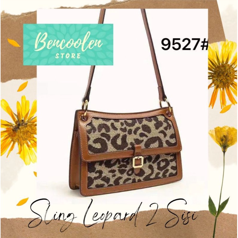 Tas Selempang/Shoulder/Hand Bag Wanita Import AYA 9527 Sling Leopard 2 Sisi
