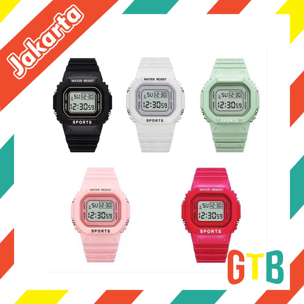 ❤️GTB❤️JAM TANGAN RUBBER DIGITAL SEGI 5600 GROSIR MURAH KARET SPORT LED PRIA WANITA COUPLE JT031