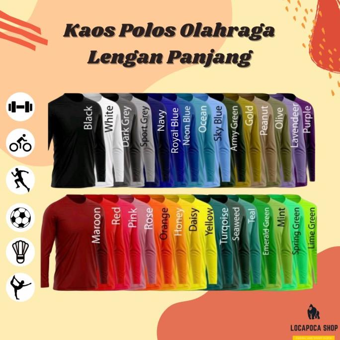 Kaos Polos Olahraga Lengan Panjang Dryfit Drifit Jersey Sport Gym