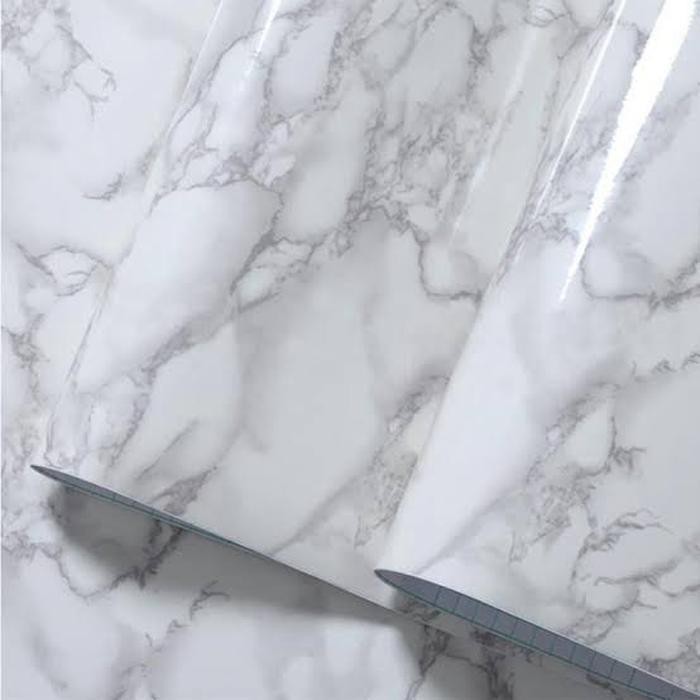 Wallpaper sticker dinding motif marmer putih Glossy tools