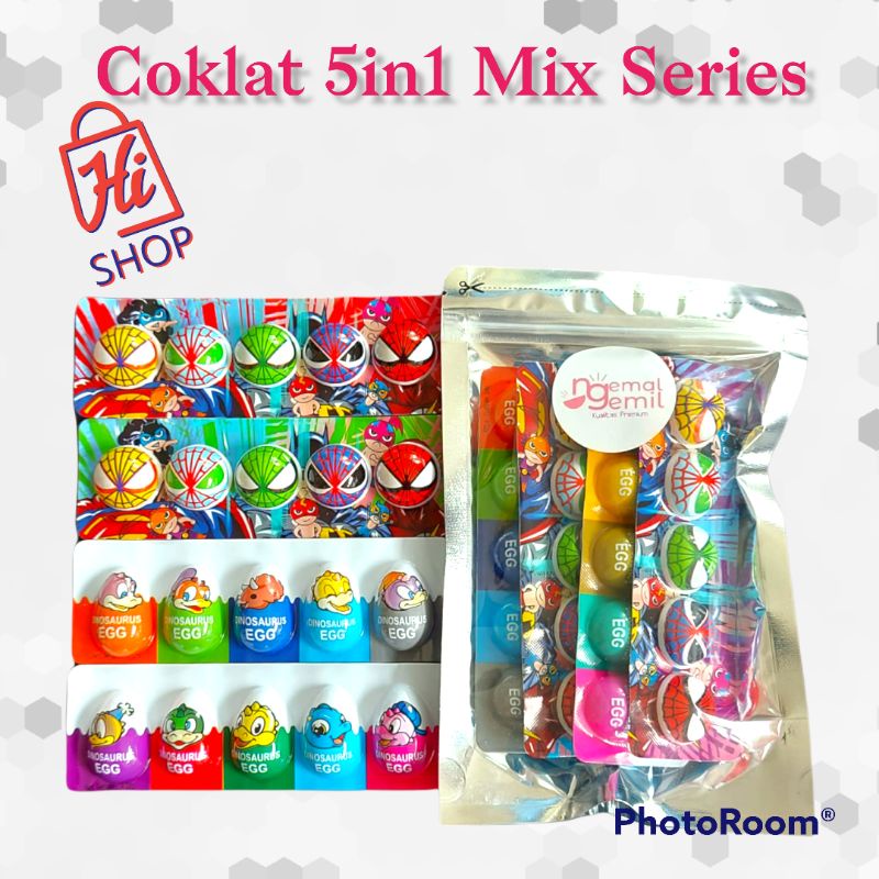 

Coklat spiderman dan telur dino 5in1 Mix (harga per pack)