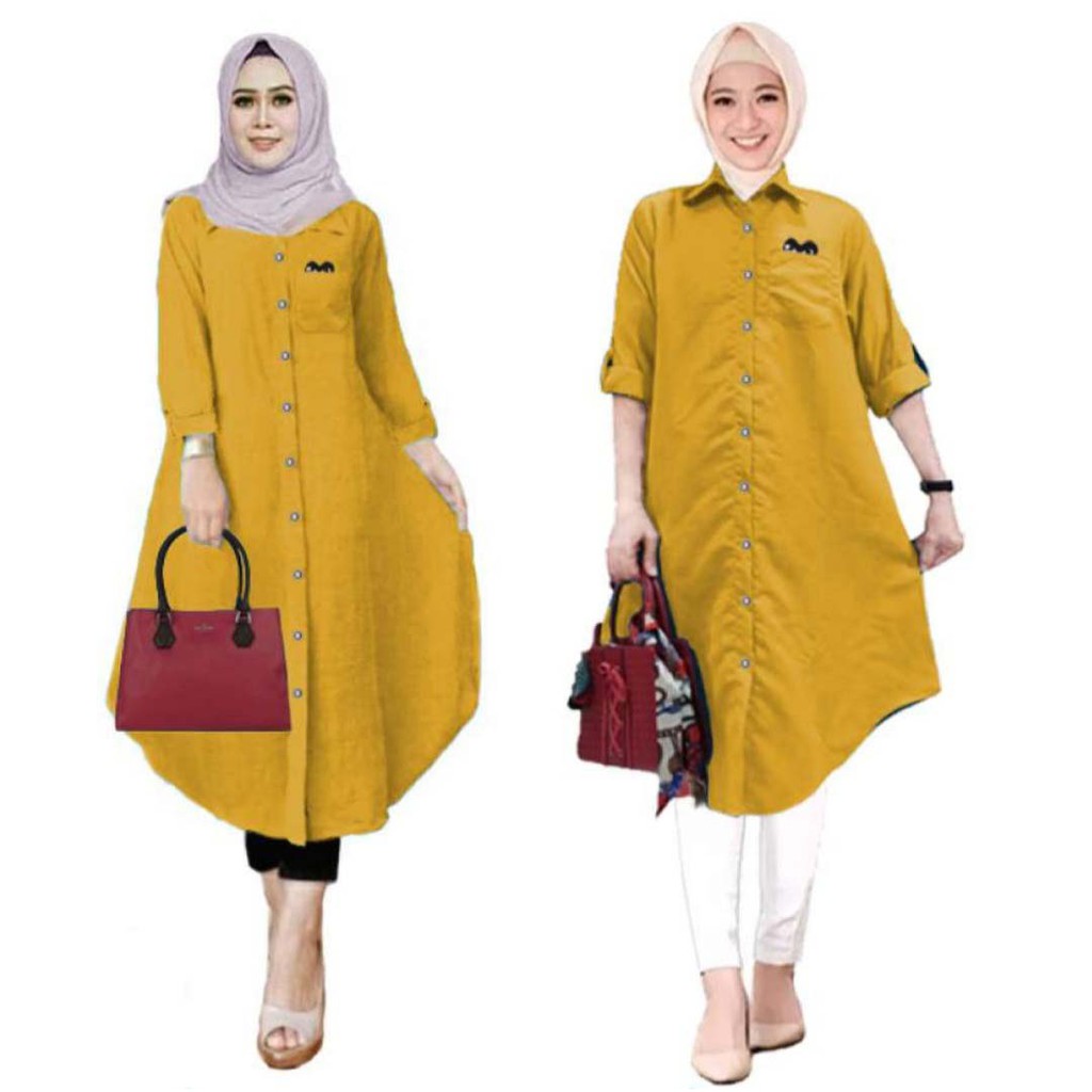 LVB Baju Atasan Tunik Wanita LONG TUNIC POCKET PLY / Tunik Panjang uk. L - XL - XXL / 17656 17659