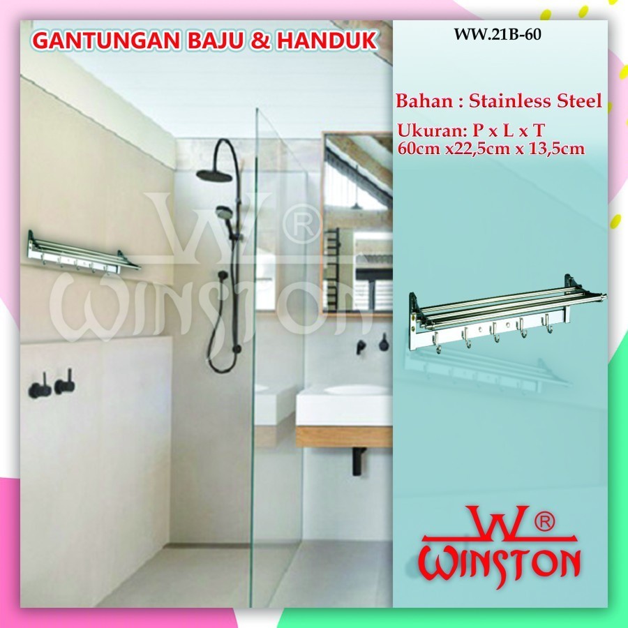 JUAL Rak Handuk /Gantungan Baju Handuk Dasi Stainless WW 21B-60 By WINSTON