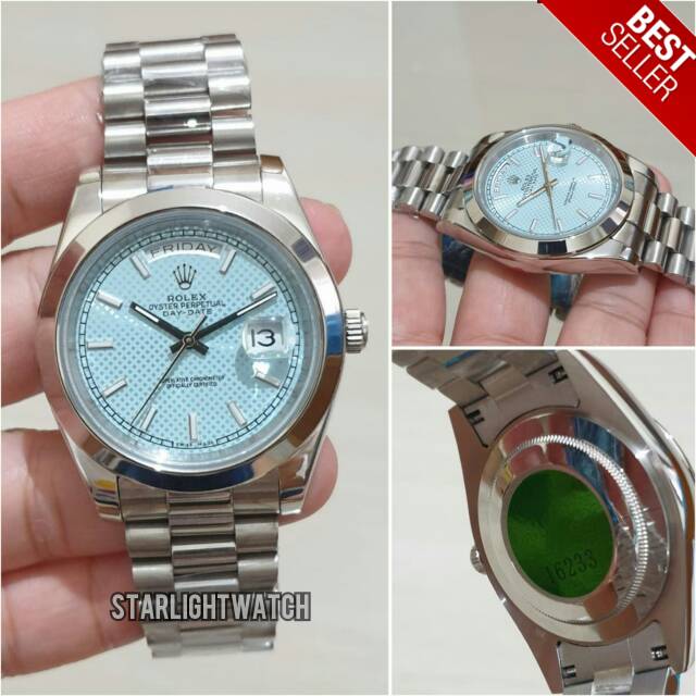 JAM TANGAN PRIA ROLEX DAY DATE AUTOMETIC SILVER TOSCA