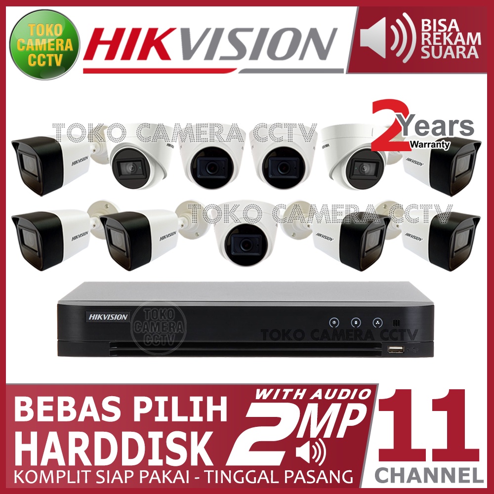 PAKET CCTV HIKVISION 2MP 16 CHANNEL 11 KAMERA AUDIO