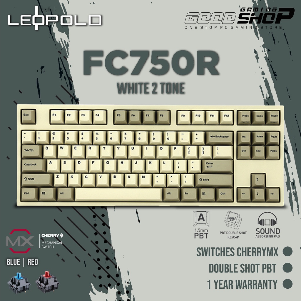 Leopold FC750R White 2 Tone Mechanical - Gaming Keyboard