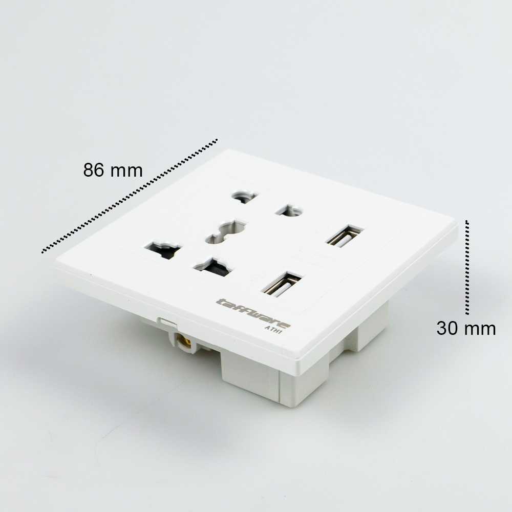 TD - SKT Taffware Stop Kontak Universal UK EU US &amp; 2 USB Port - ATH1