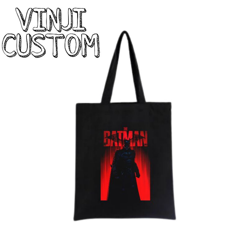 Tote bag BATMAN / tote bag resleting DISTRO / totebag hitam / totebag wanita / tote bag pria / tas t