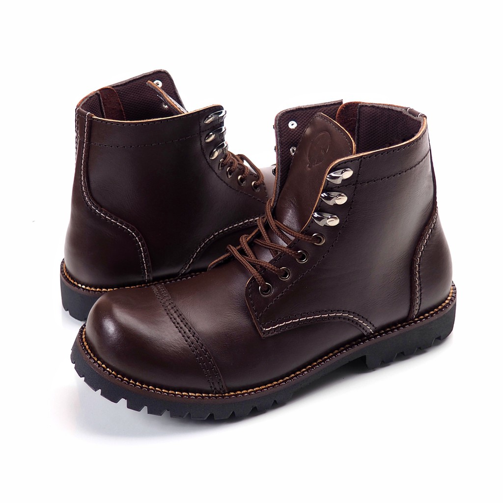 ROCKMANTIC BROWN |FORIND x Reyl| Sepatu Kulit Asli Safety Boot Zipper Klasik Besi Original Footwear