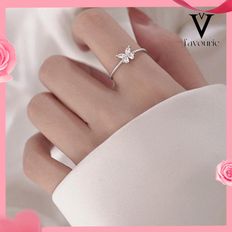 [COD]Cincin Kupu-Kupu Berlian Flash Cincin Jari Telunjuk Fashion Wanita Sederhana-FA