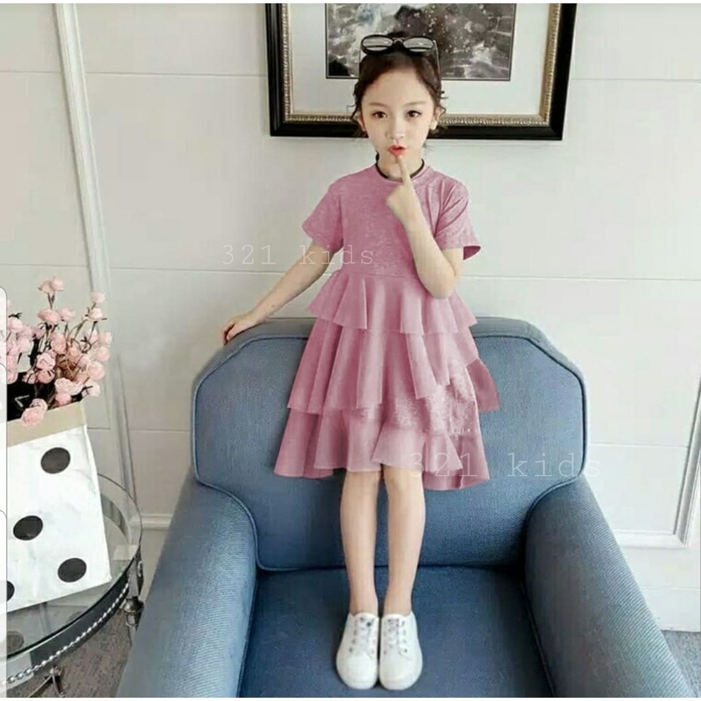 [Dress Tile kids 689 VE]hb DD5 DRESS IMPORT CHERRY ALESHA 822 EBV Baju Dress Anak Perempuan Import