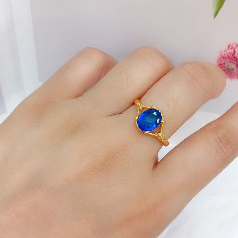 Cincin Zaitun Oval Lapis Emas Gaya Korea Untuk Aksesoris Perhiasan