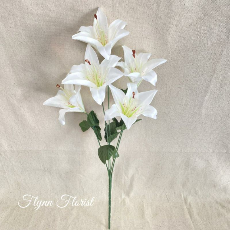 Bunga Tiger Lily X5 (satuan) Bunga Artificial / Bunga Plastik / Bunga Dekorasi / Pernikahan-Putih