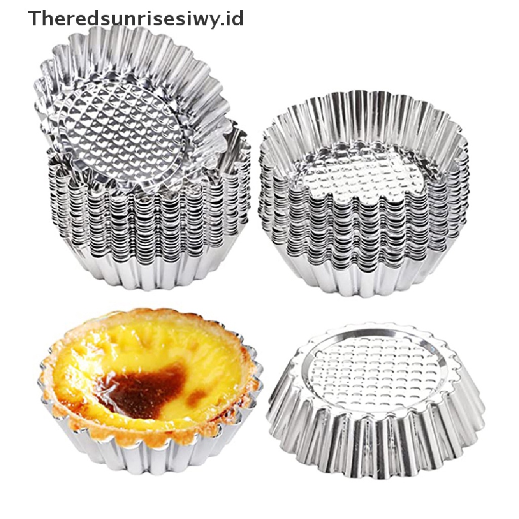 # Alat Rumah Tangga # 1 / 6Pcs Cetakan Cupcake / Egg Tart Bentuk Bulat Bahan Stainless Steel Reusable