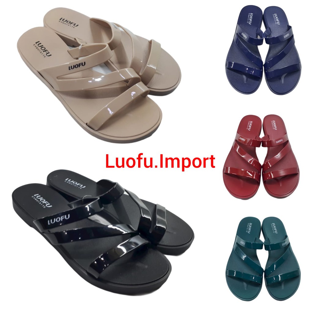 Luofu F-2317 RR Size 36 - 40 Sandal Slop Wanita Karet Jelly Import Original Murah Terbaru Sendal