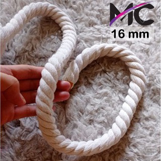 Tali Tambang Katun 14mm 16mm Warna Putih Kuralon Guralon Rope Bahan Asli Import Tampar Pengikat Barang Dekorasi Kerajinan Gantungan Tarik Tambang Outbond Pengaman Safety