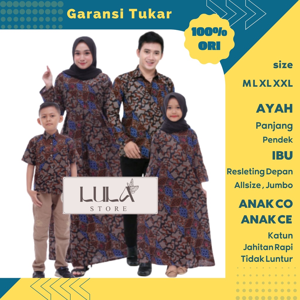 Batik Couple Keluarga Modern Ayah Ibu Anak Sarimbit Family Set Kapel Cople Cauple Murah - ABRI
