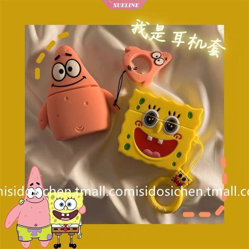 Casing Soft Case Silikon Motif Kartun SpongeBob SquarePants Patrick Star Untuk AirPods 1 / 2 / 3 Pro