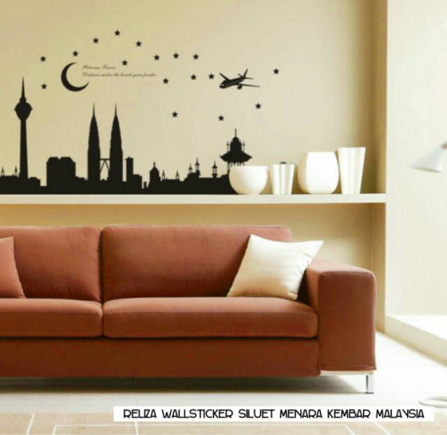 RELIZA WALL STICKER SILUET HITAM MENARA KEMBAR PETRONAS MALAYSIA CITY KOTA HOME DECOR HIASAN DINDING