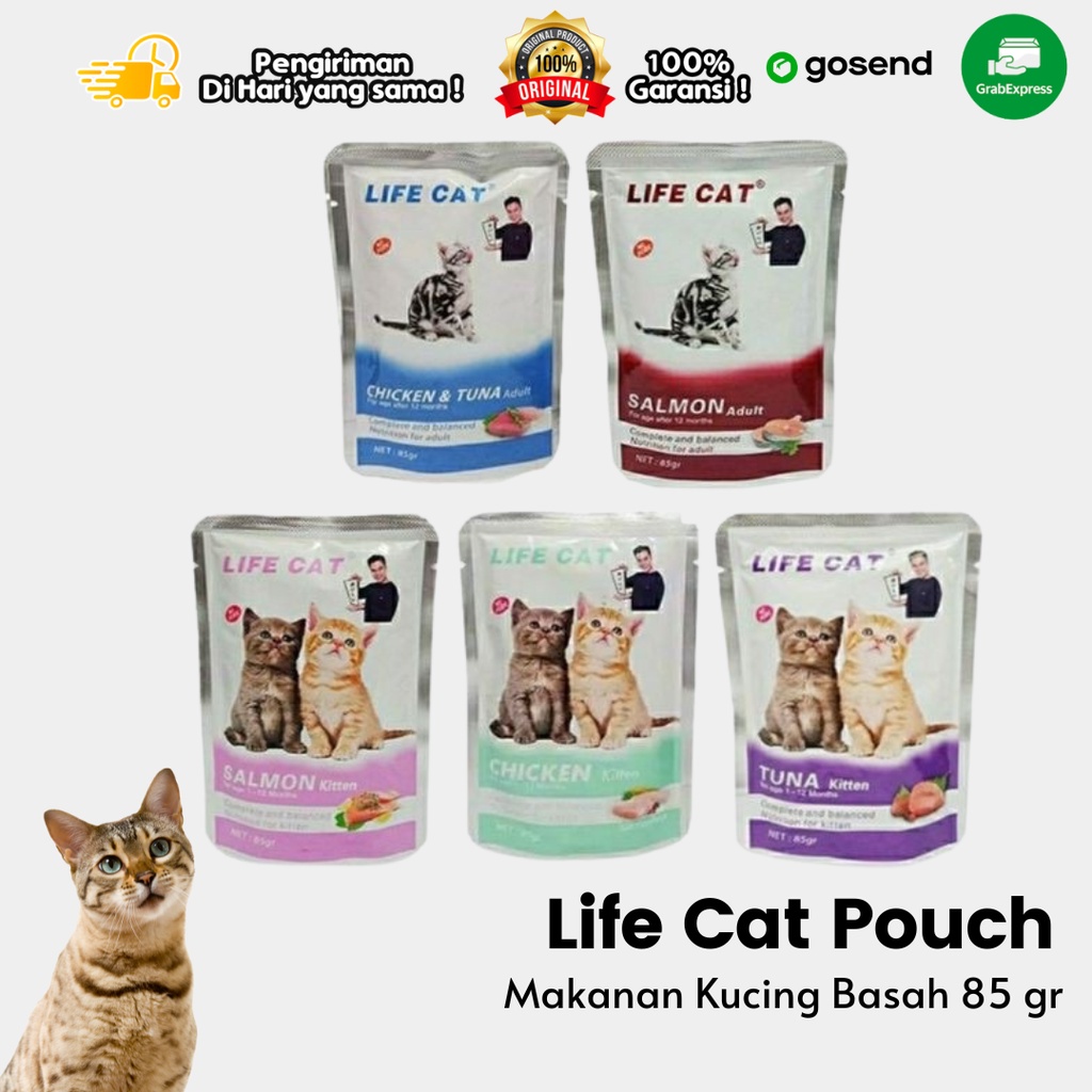 Makanan Kucing Basah Wet Cat Food Life Cat Pouch 85gr