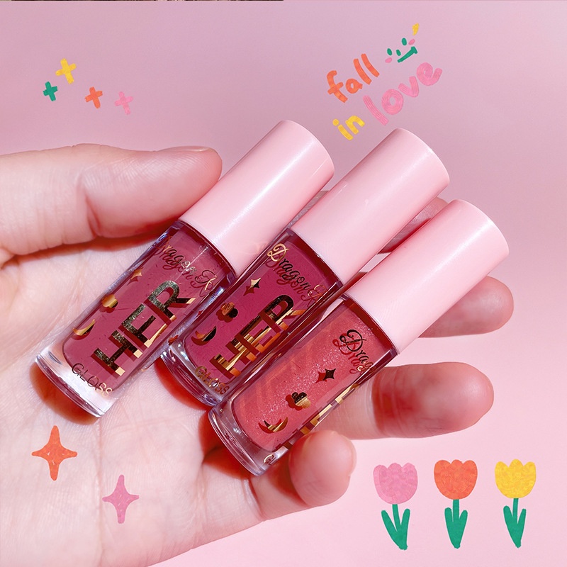 ( Terbaru ) Her Dragon lip gloss bibir moisturizing lip glow Warna Glossy Lip Gloss Lipstick Lip Plumper Korean LipGloss Korean Lip Gloss