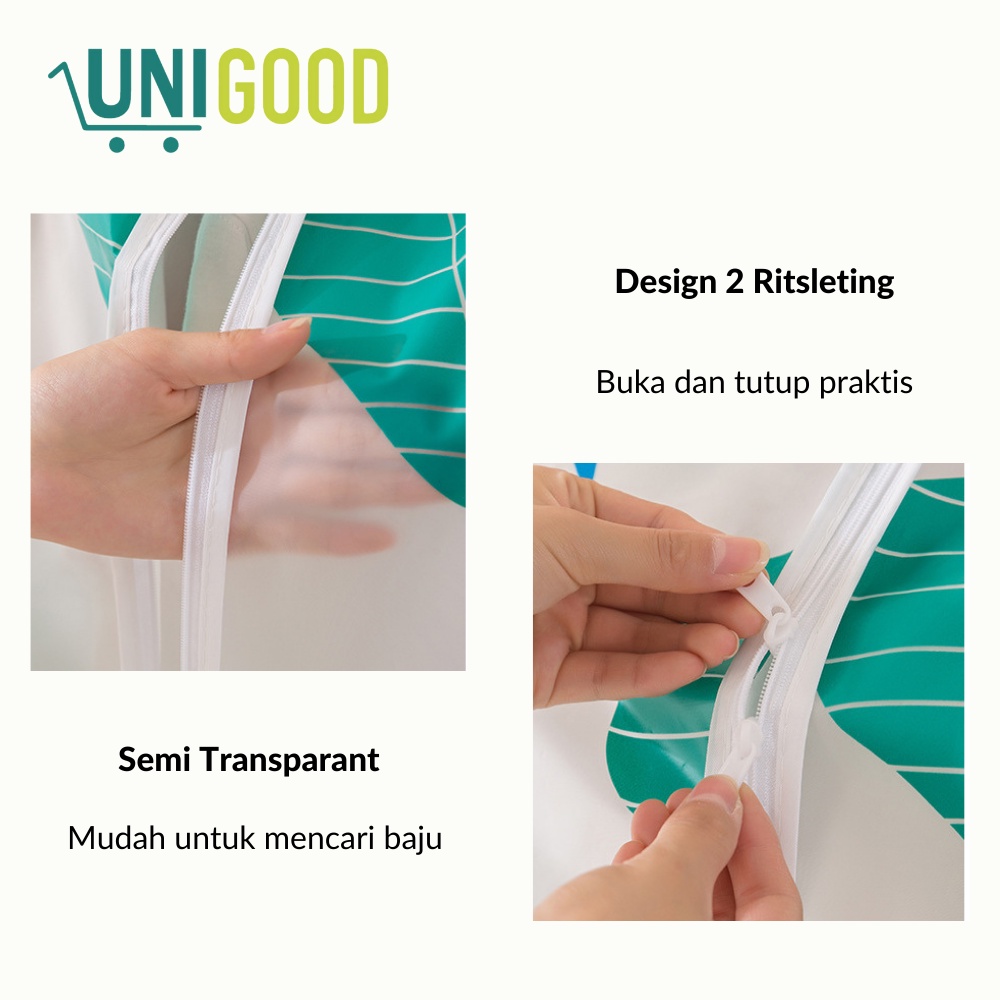 UNIGOOD - Anti-Dust Clothing Cover 3D Gantungan Hanger Baju Pelindung Kemeja Baju Anti Debu Anti Air