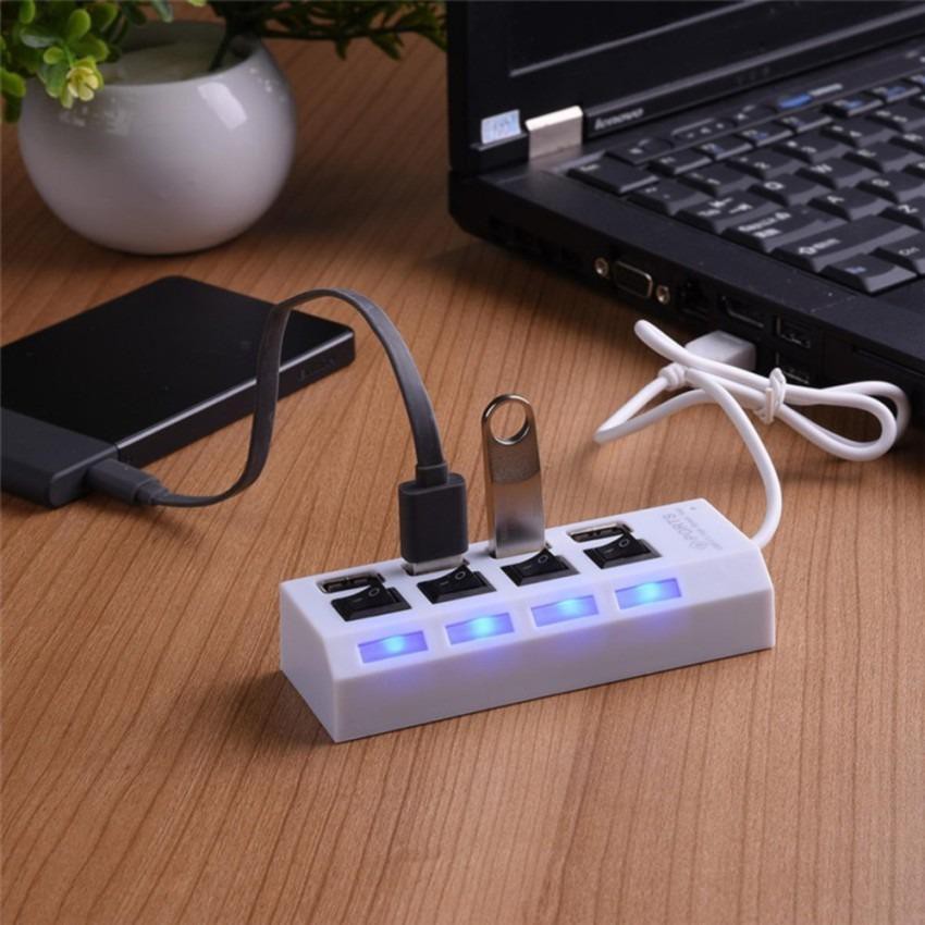 [Z017] USB Port Hub 4 Switch Saklar LED / Colokan Flashdisk Flash Drive Kabel Data Komputer Laptop