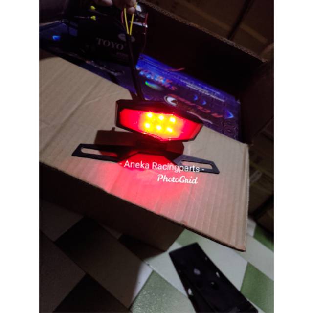 Stoplamp rx king cb yb thunder custom lain2 led 3 in 1 satu set dudukan plat nomor