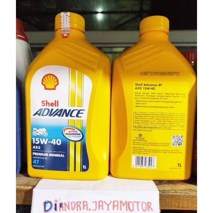 Oli shel advance ax5 4 tax 1 liter sae 15-40 100% original for all motor