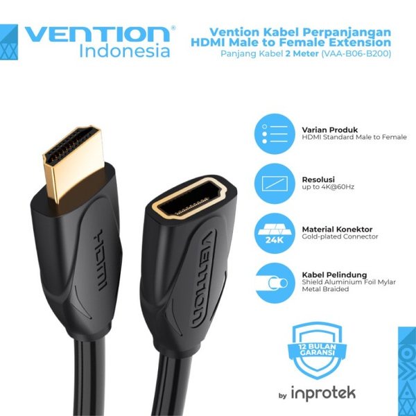 Vention B06 Kabel Extension / Perpanjangan HDMI Male to Female 2 Meter