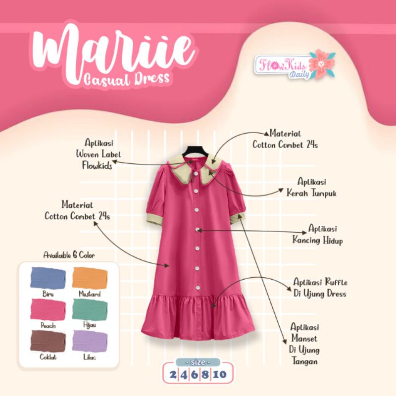 Casual Dress Anak Perempuan/Baju Anak Perempuan Branded