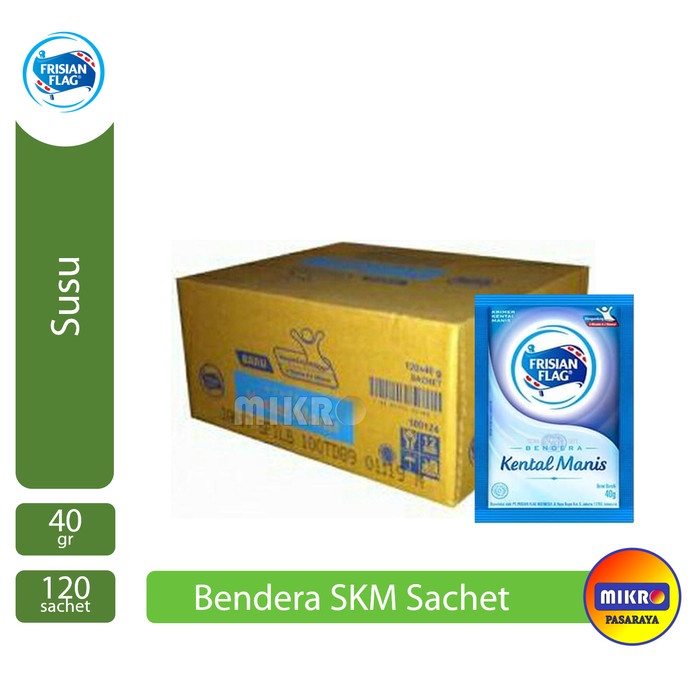 

✨COD✨ Frisian Flag Bendera Susu Kental Manis [40gr x 120 sachet] 1 dus - Krimer Putih