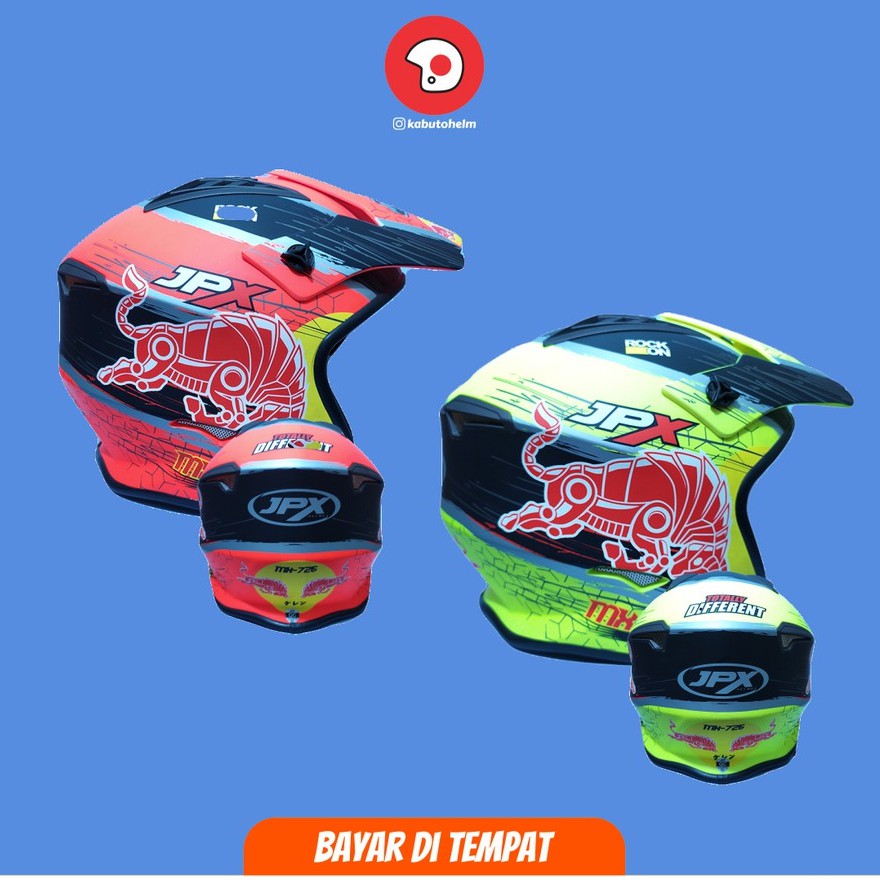 Helm JPX MX Semi Cross Trail Trabas Super Moto KLX Trail Adventure Red Bull Original