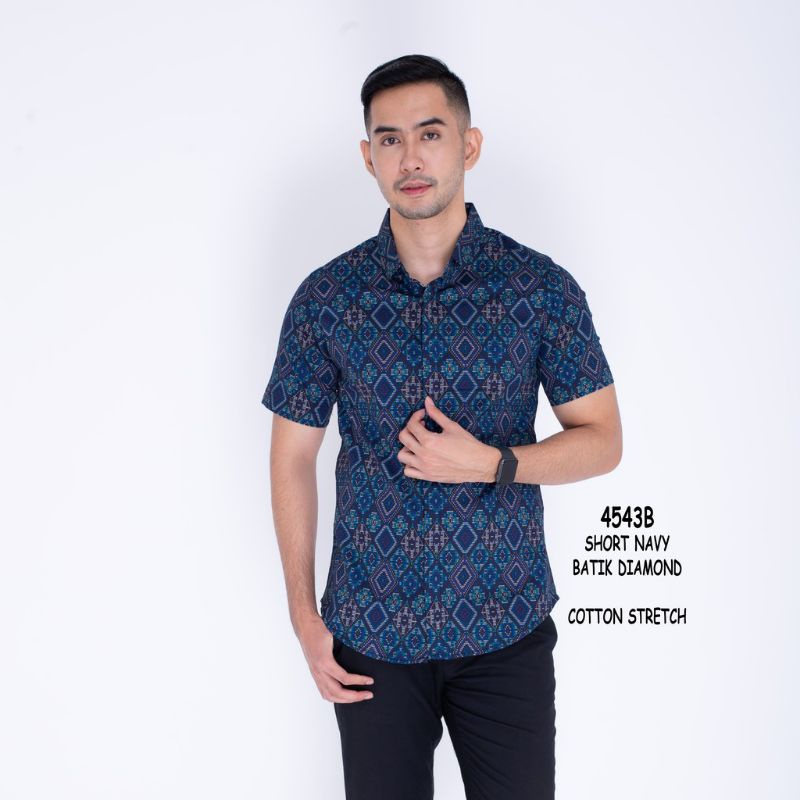 Baju kemeja Batik Lengan Pendek Pria Motif Songket